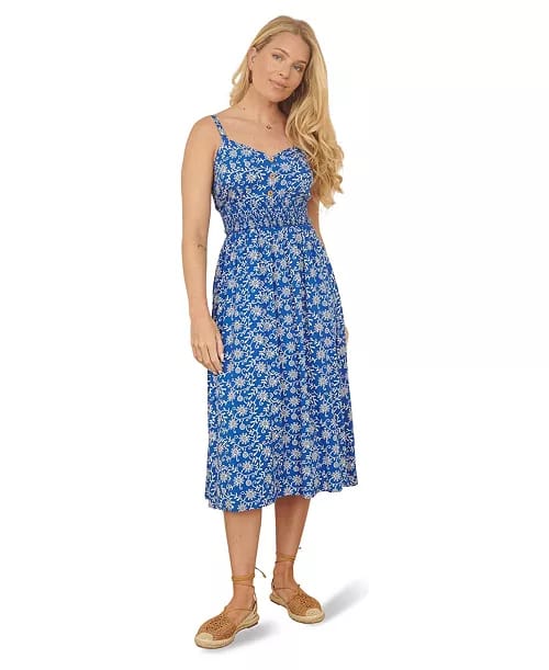 Women's Printed Sweetheart Neckline Midi Dress